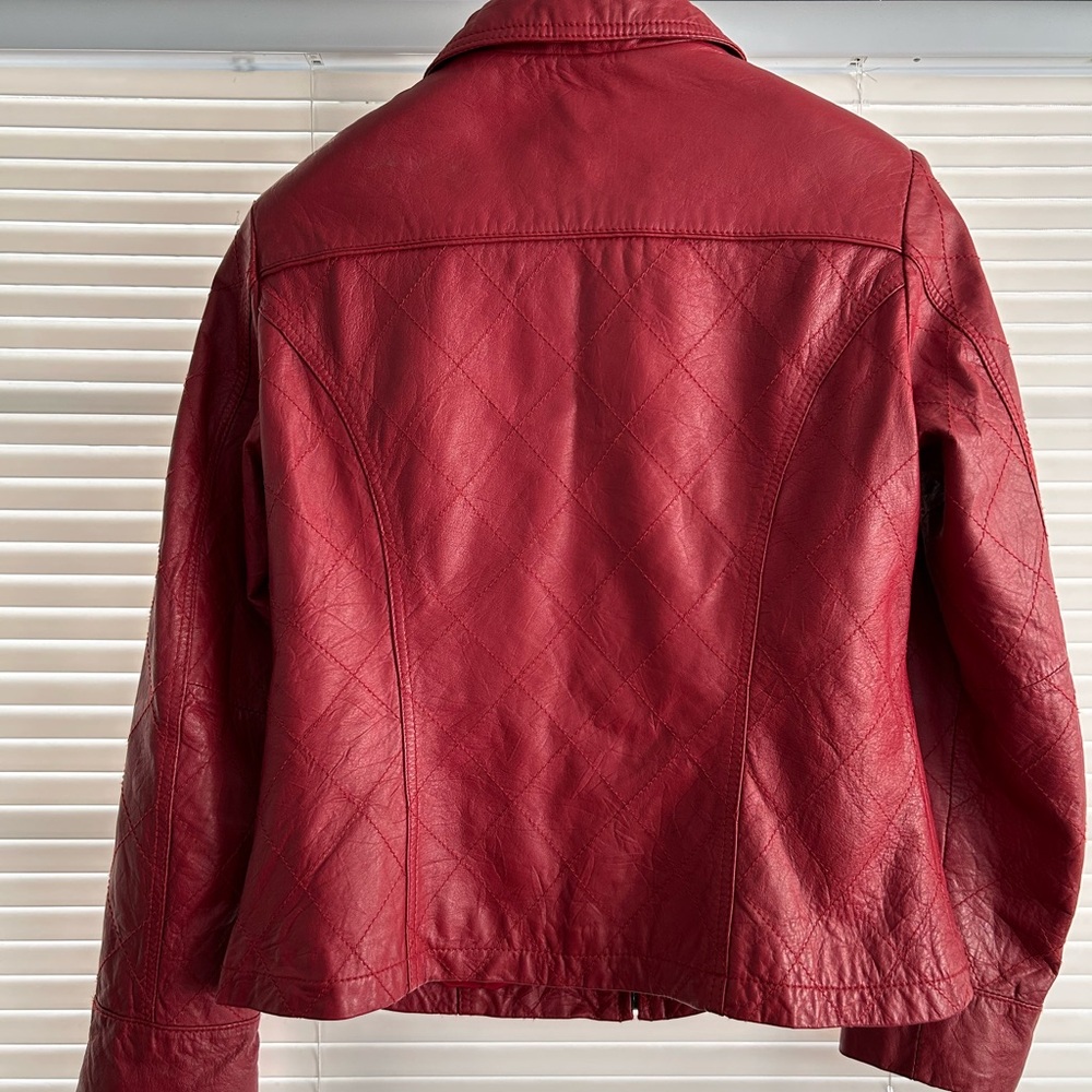 Chico's Ruby Leather Jacket With Quilted Pattern - image 4